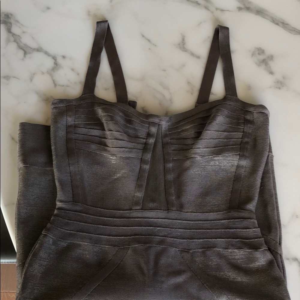 Authentic Herve Leger copper bandage dress
